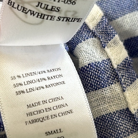 Rails Jules Linen Tunic Dress in Blue & White Vertical Stripes Sz Small - Picture 7 of 10